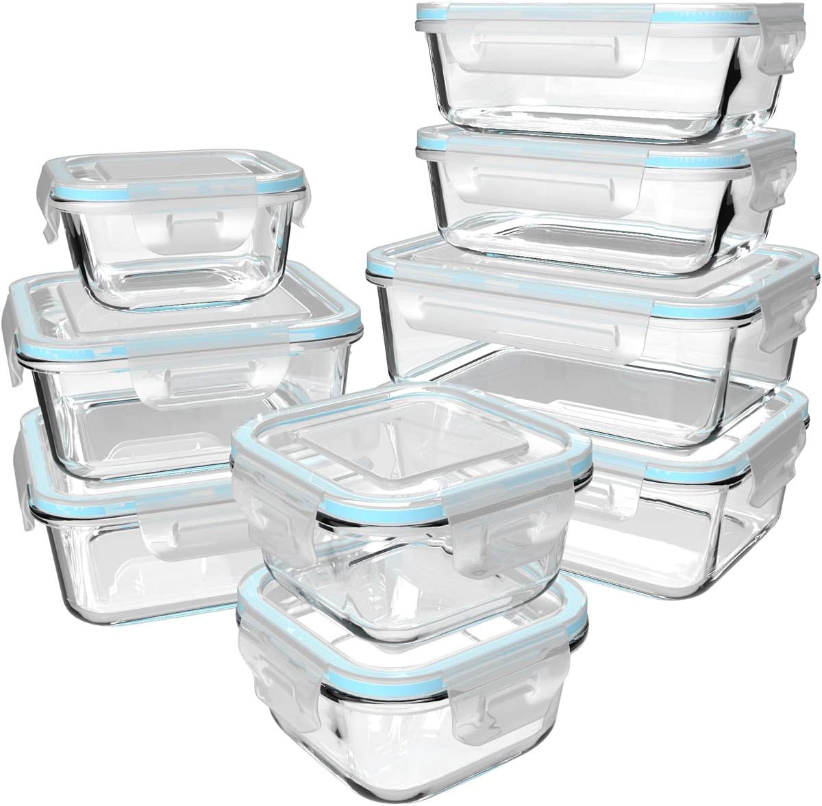 Meal Prep Glass Containers - Set da 18 contenitori in vetro