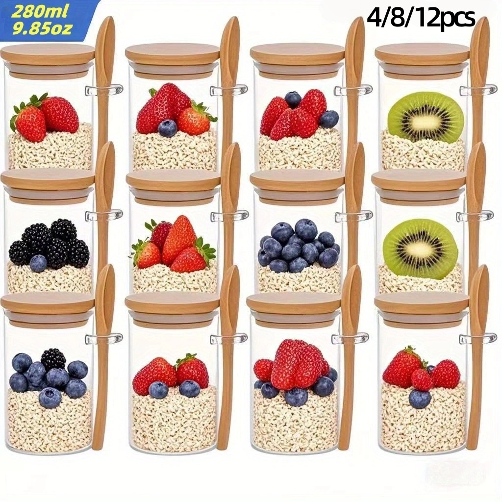 Meal Prep Jars With Lids - 4/8/12 pezzi, tazze per colazione con