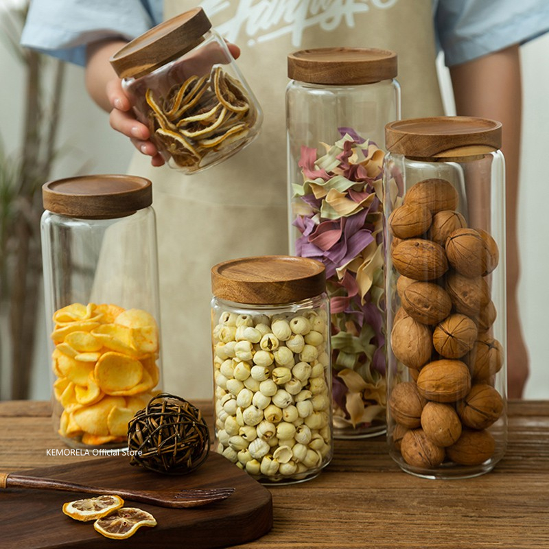 Meal Prep Glass Containers - Coperchio in legno Contenitore ermetico in
