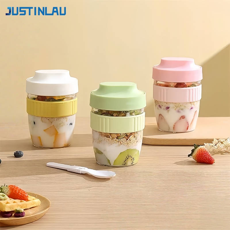 Meal Prep Glass Containers - JUSTINLAU Contenitore Portatile per Colazione, Frutta,