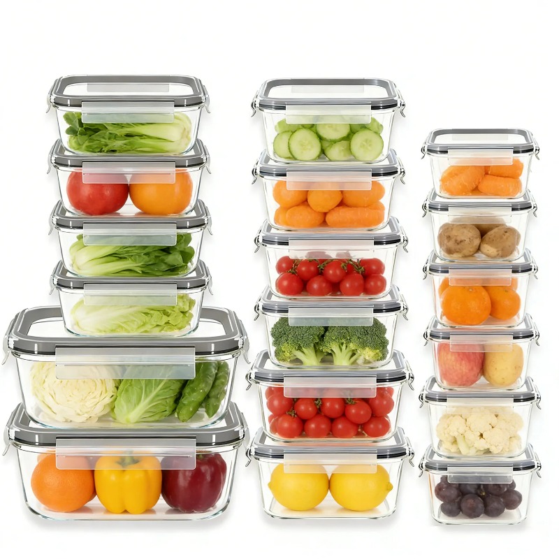 Meal Prep Jars With Lids - Set di contenitori in vetro per