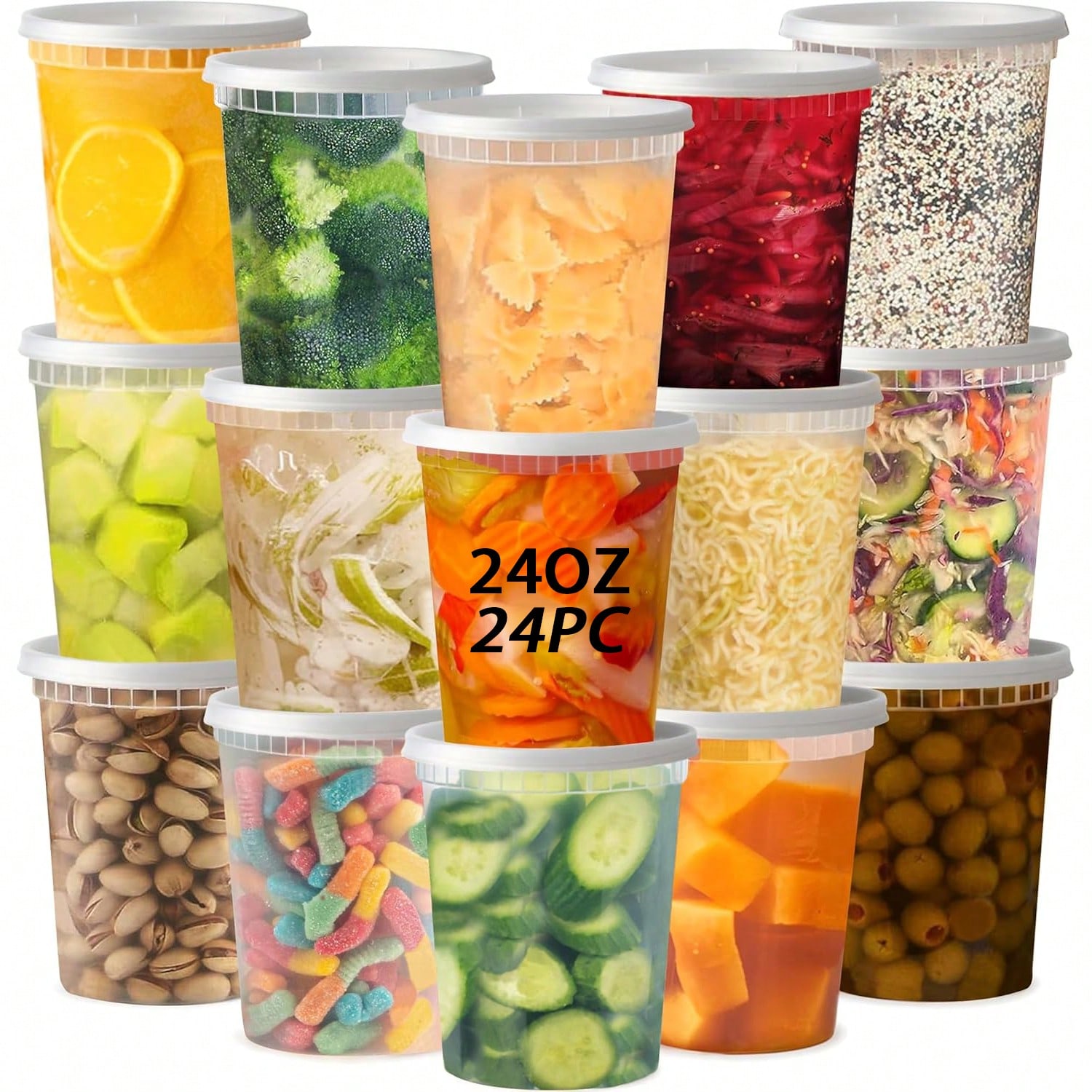 Meal Prep Jars With Lids - 24 contenitori per conservare gli alimenti,