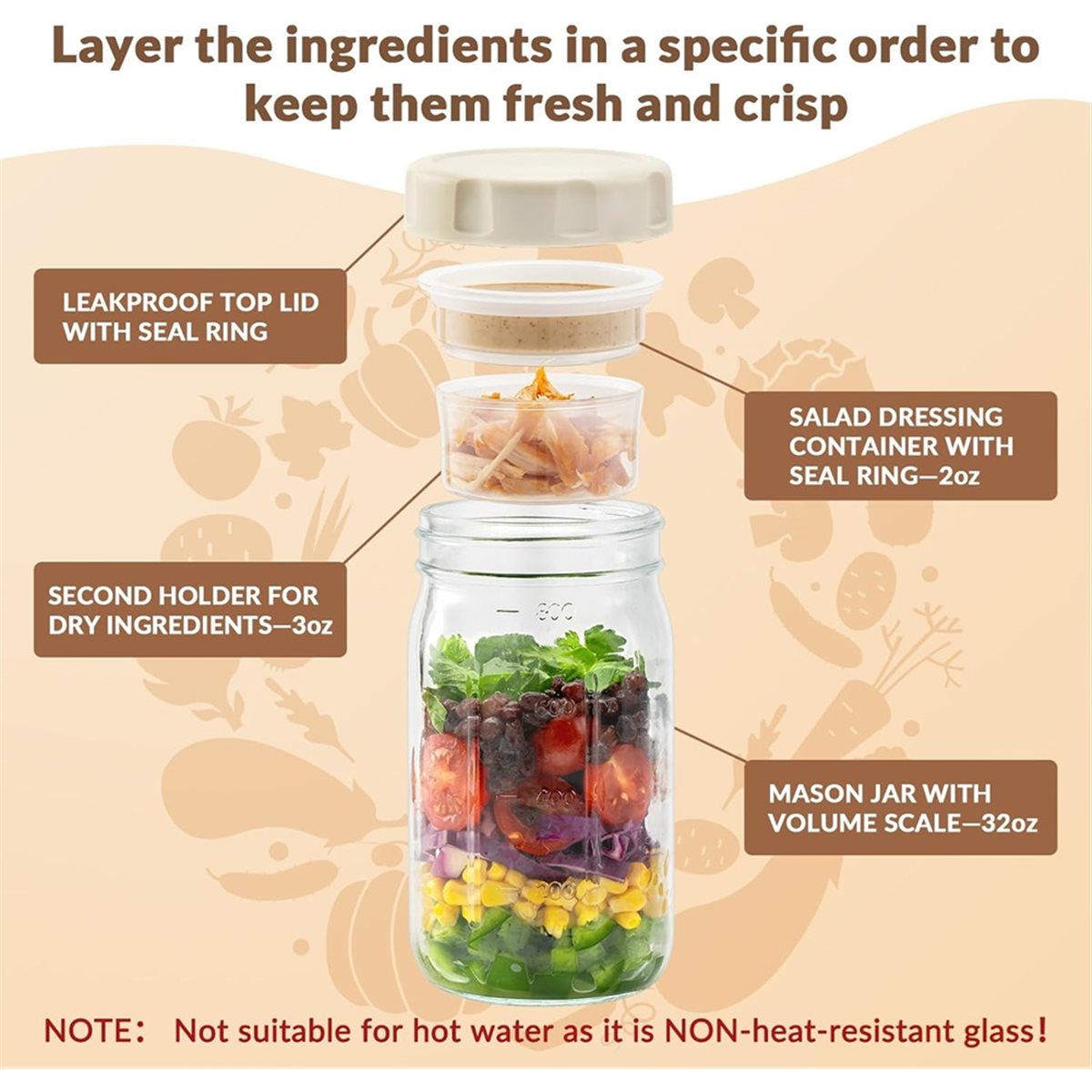 A67T NUOVO Set di 4 Barattoli  - Meal Prep Jars With Lids recensione e prezzo