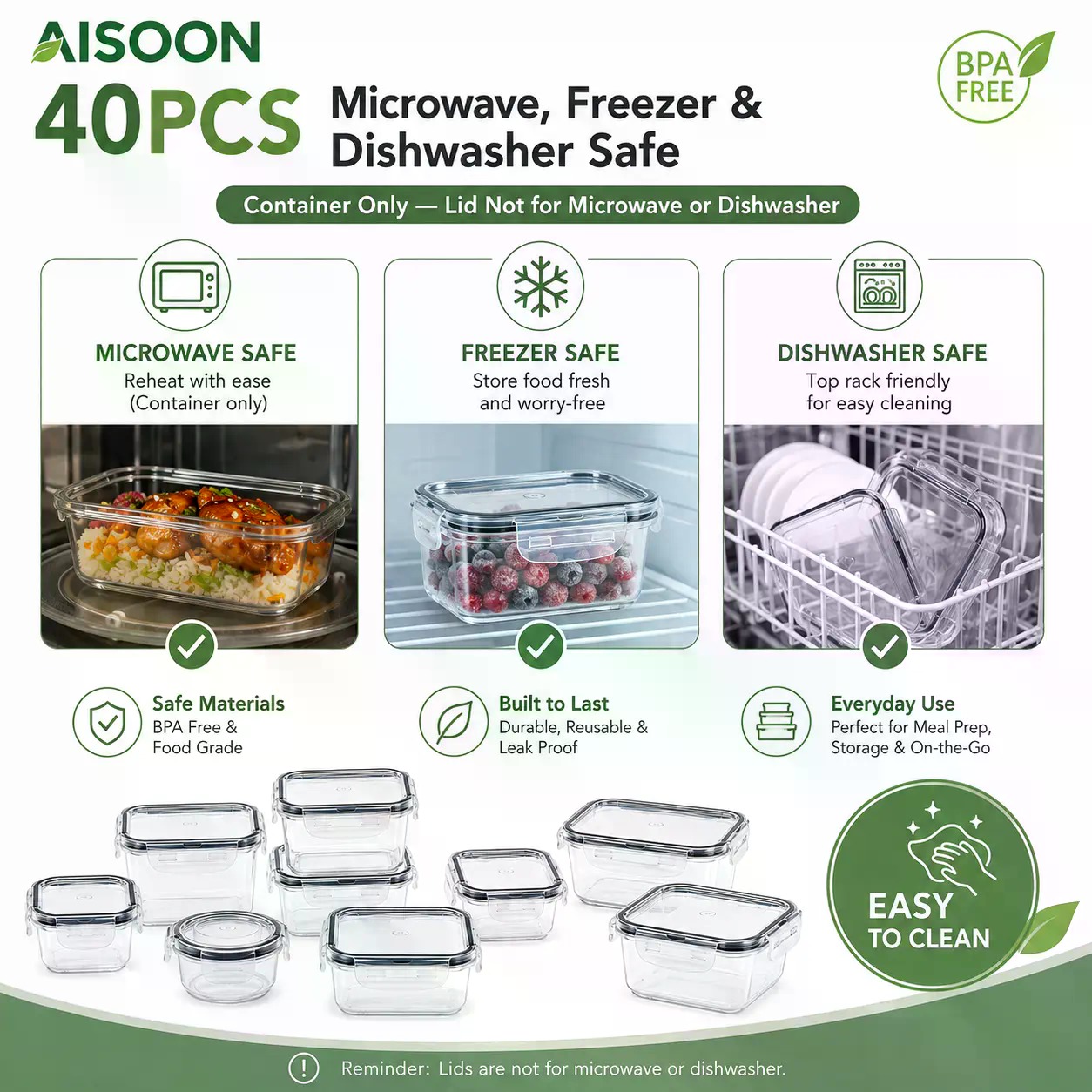 Set di 40 Contenitori per Alim - Meal Prep Jars With Lids recensione e prezzo